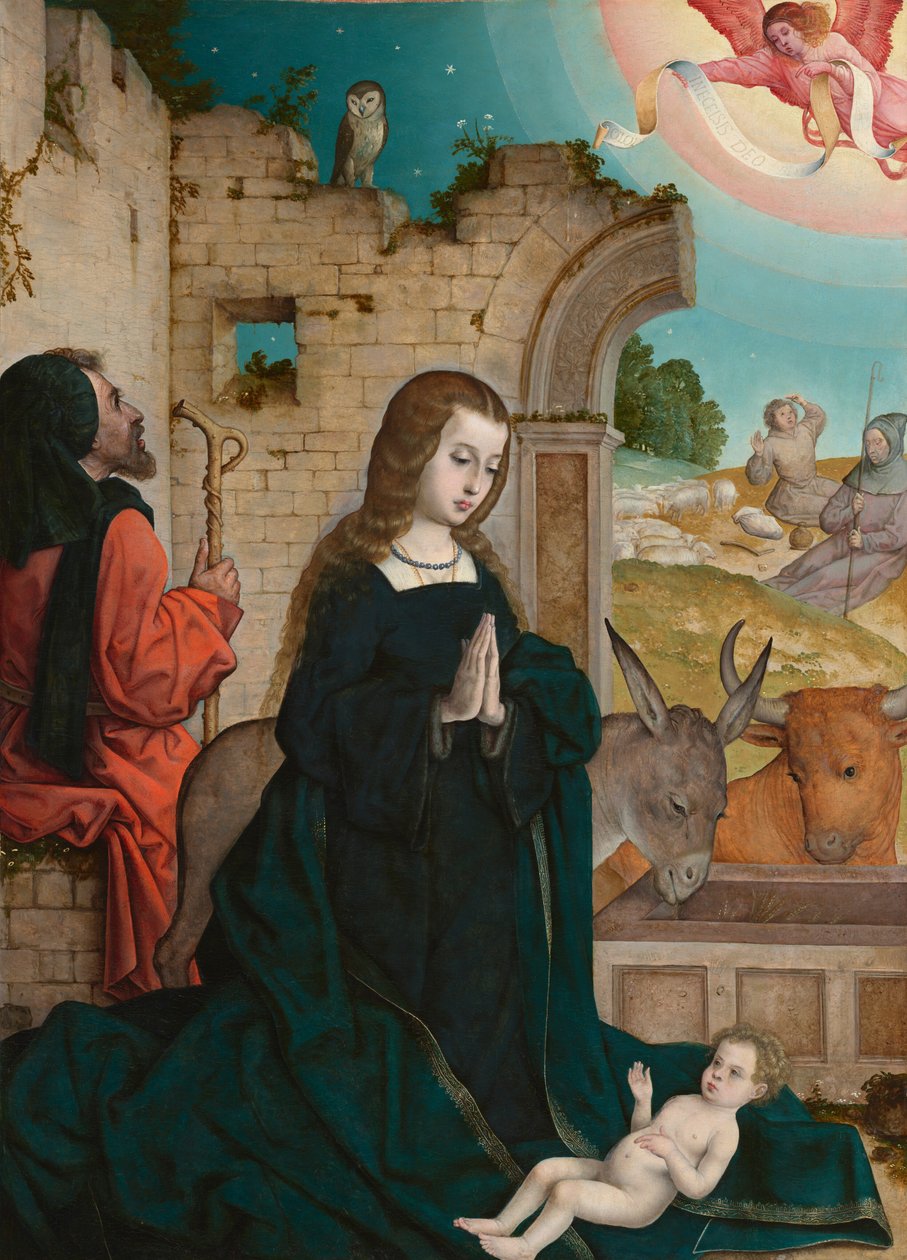 De Geboorte, ca. 1508-1519 (olieverf op paneel) door Juan de Flandes