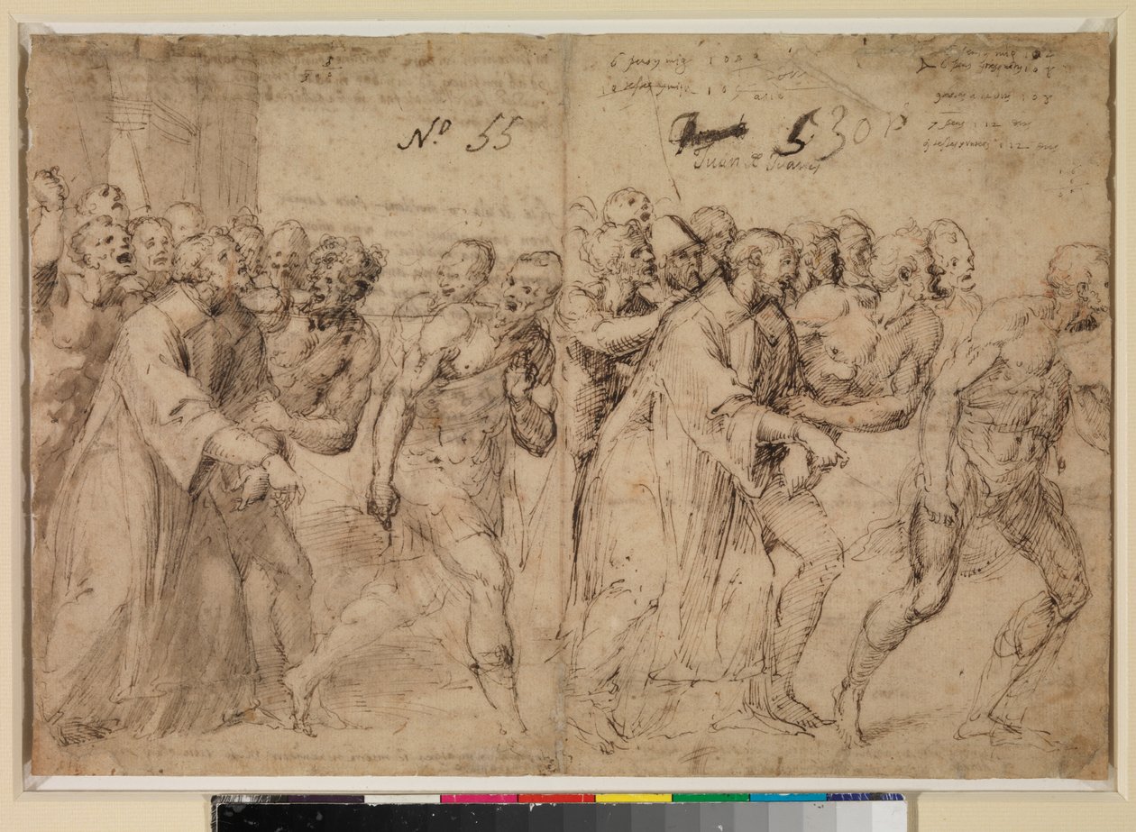 Twee studies voor "Sint Stefanus wordt naar zijn martelaarschap geleid" door Juan de Juanes