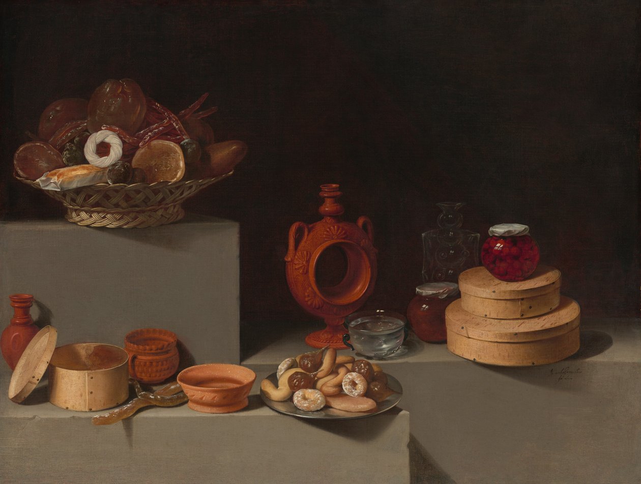 Stilleven met Snoep en Aardewerk door Juan van der Hamen y Leon