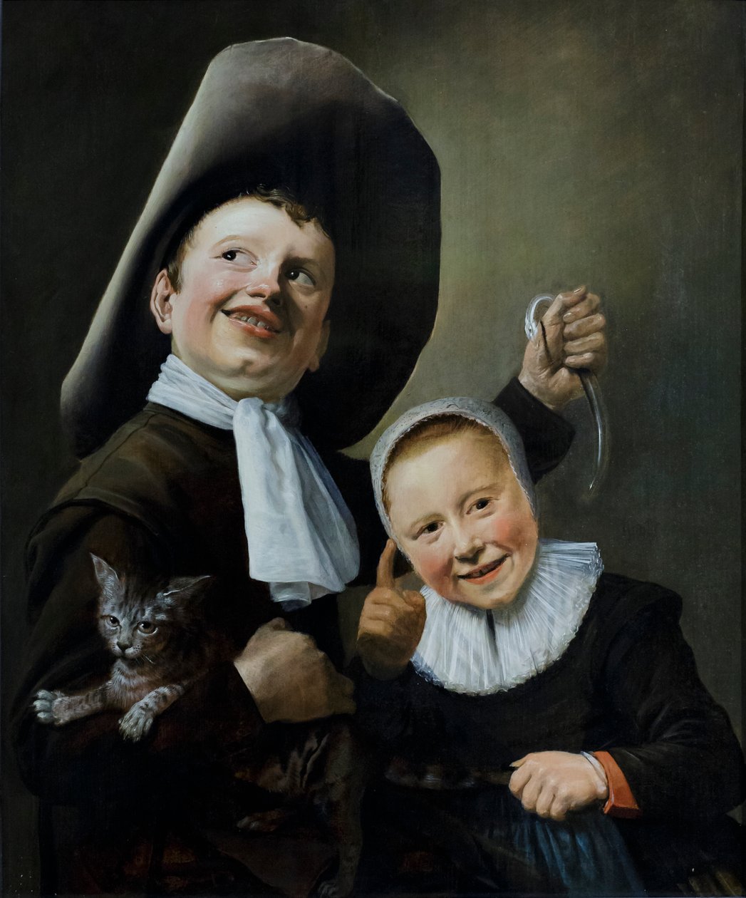 Een jongen en een meisje met een kat en een paling, ca. 1635 door Judith Leyster