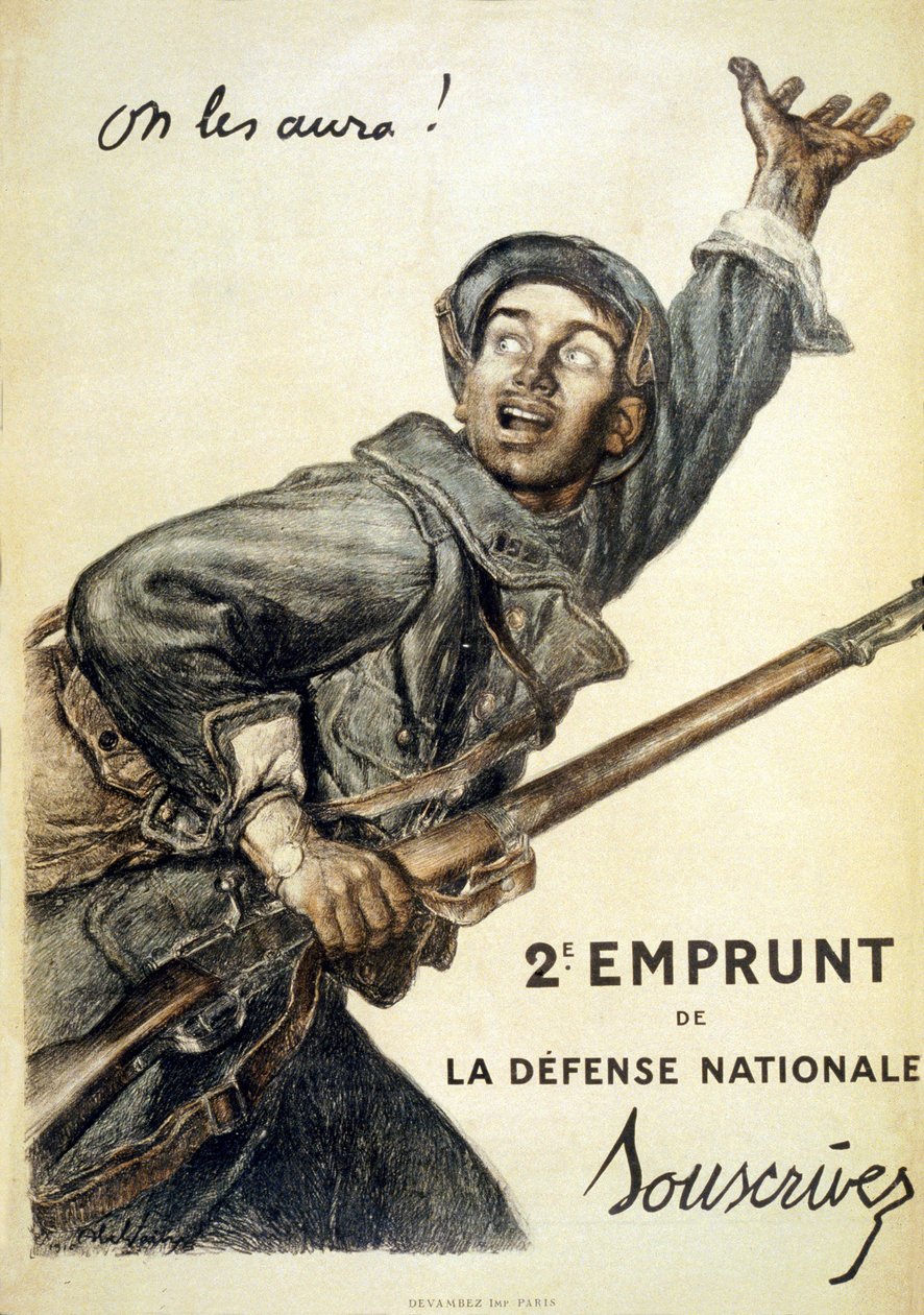 We zullen ze krijgen! De 2e Nationale Defensielening. Abonneer, 1916 door Jules Abel Faivre