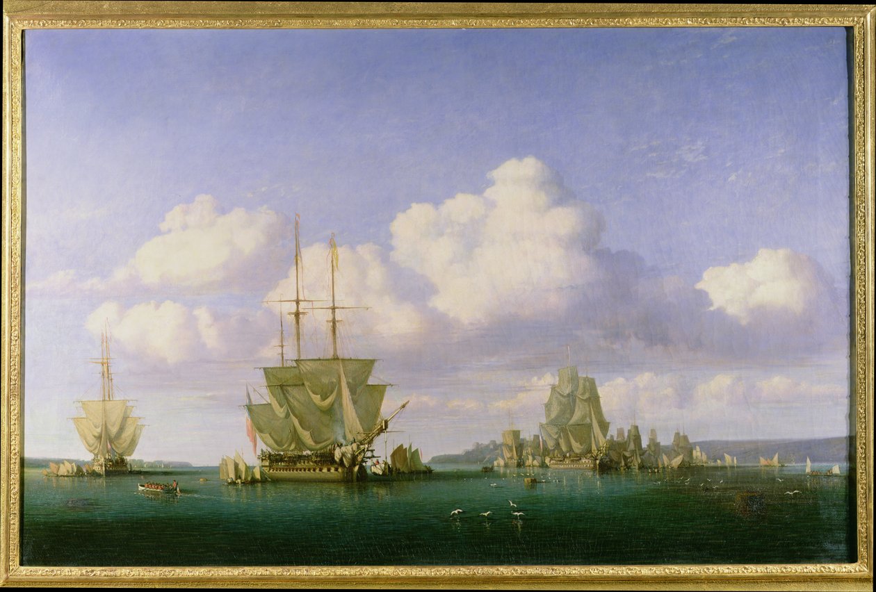 Het Ankerplaats van Brest bij Kalm Weer, 1844 door Jules Achille Noel
