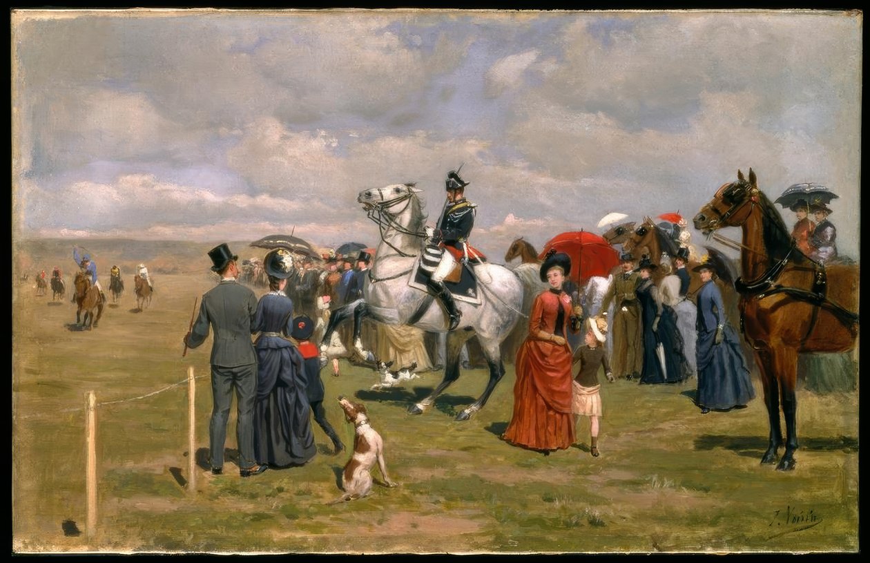 J.A. Voirin, Graag deelnemen aan de race / Schilderij, 19e eeuw door Jules Antoine Voirin