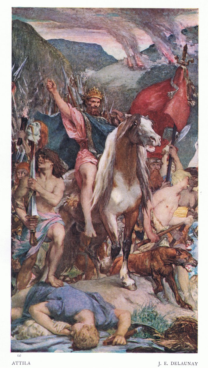Attila op mars naar Parijs, van The Gresham Publishing Company Ltd, 1920 door Jules Elie Delaunay