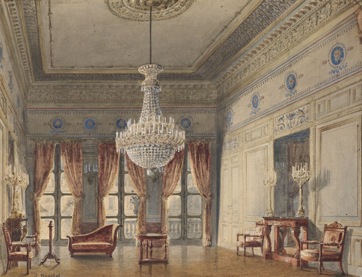 De Salon in de Montpensier Vleugel, Palais Royal door Jules Frédéric Bouchet