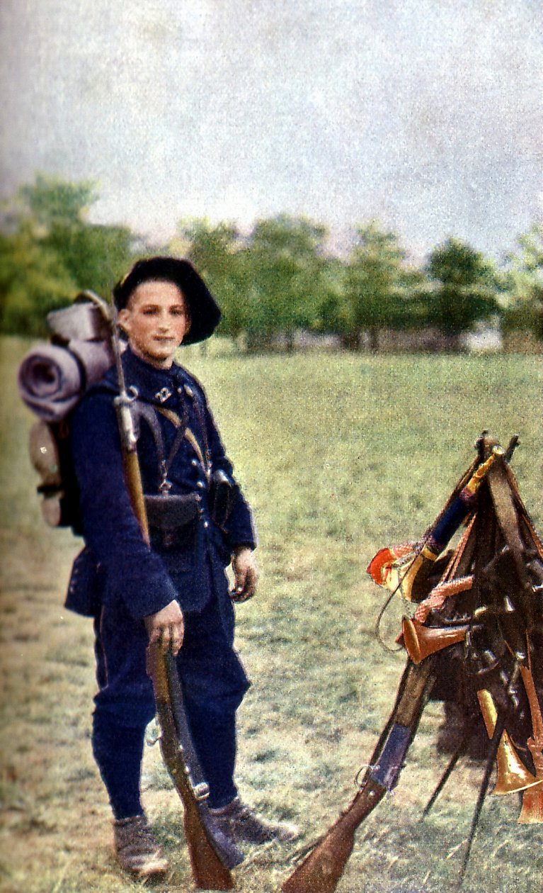 Een soldaat van de Franse bergtroepen tijdens de Slag bij de Marne ten oosten van Parijs, september 1914 door Jules Gervais Courtellemont