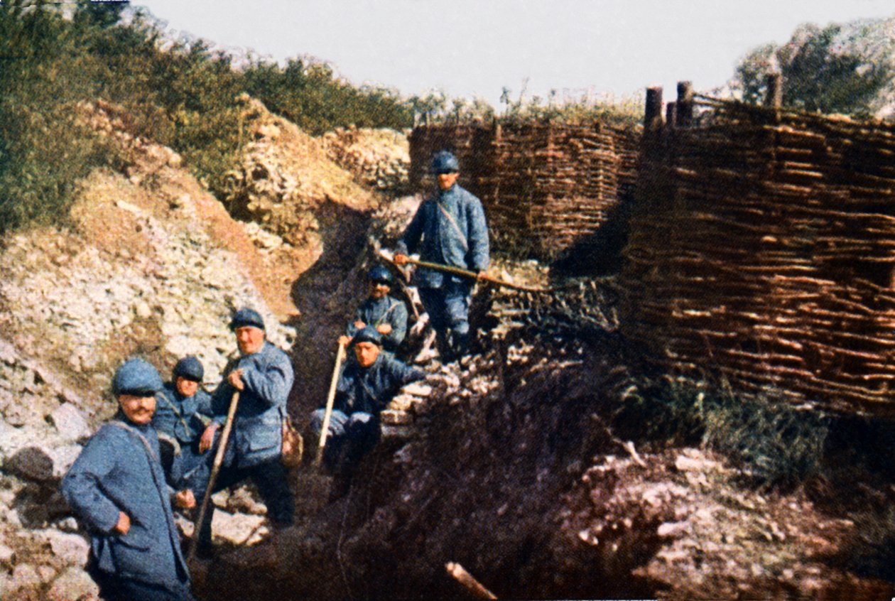 Franse soldaten voor de Voevre, Slag bij Verdun, september 1916 door Jules Gervais Courtellemont