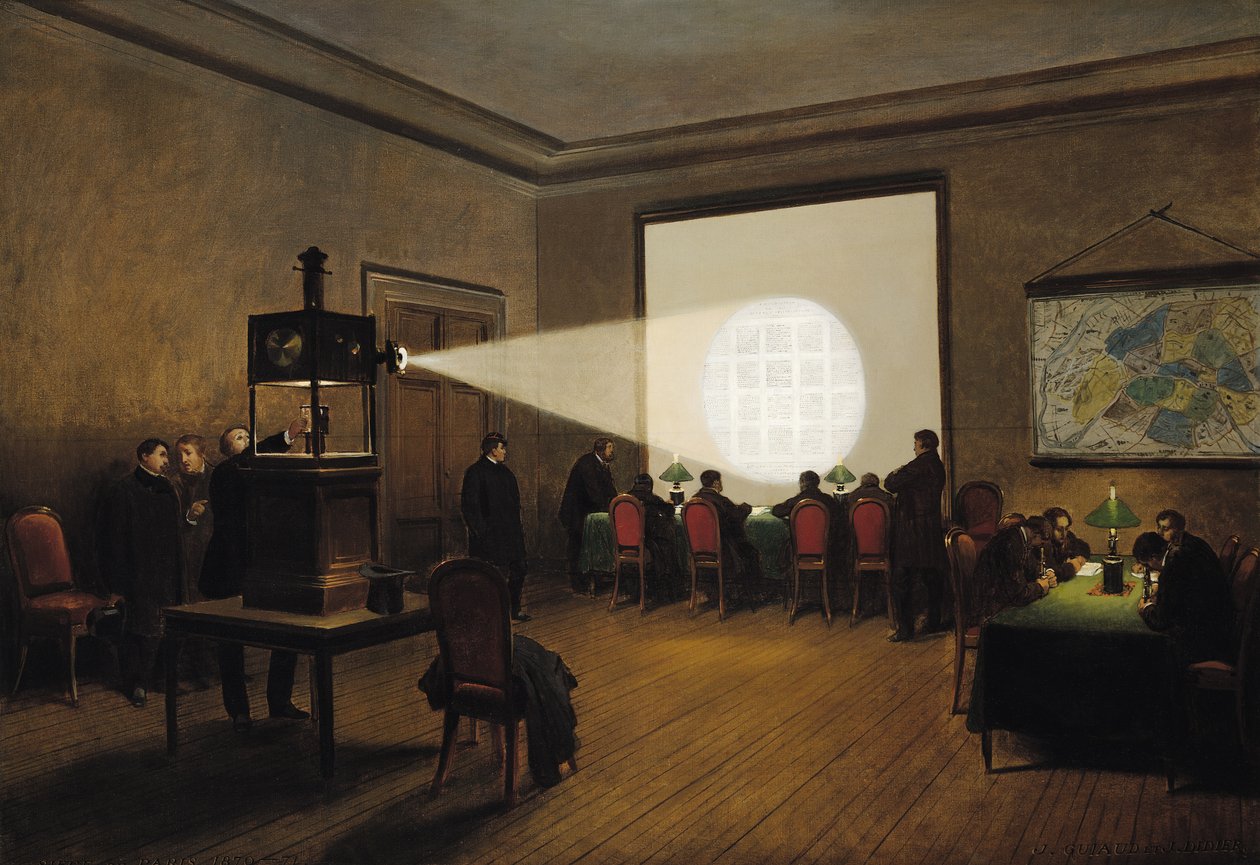 Overdracht van telegrammen op het centrale telegraafkantoor, november 1870 door Jules Didier
