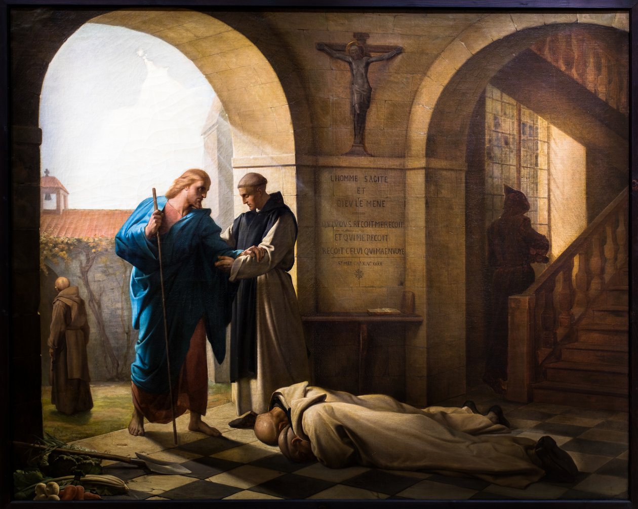 Ontvangst van een vreemdeling bij de Trappisten door Jules Joseph Dauban