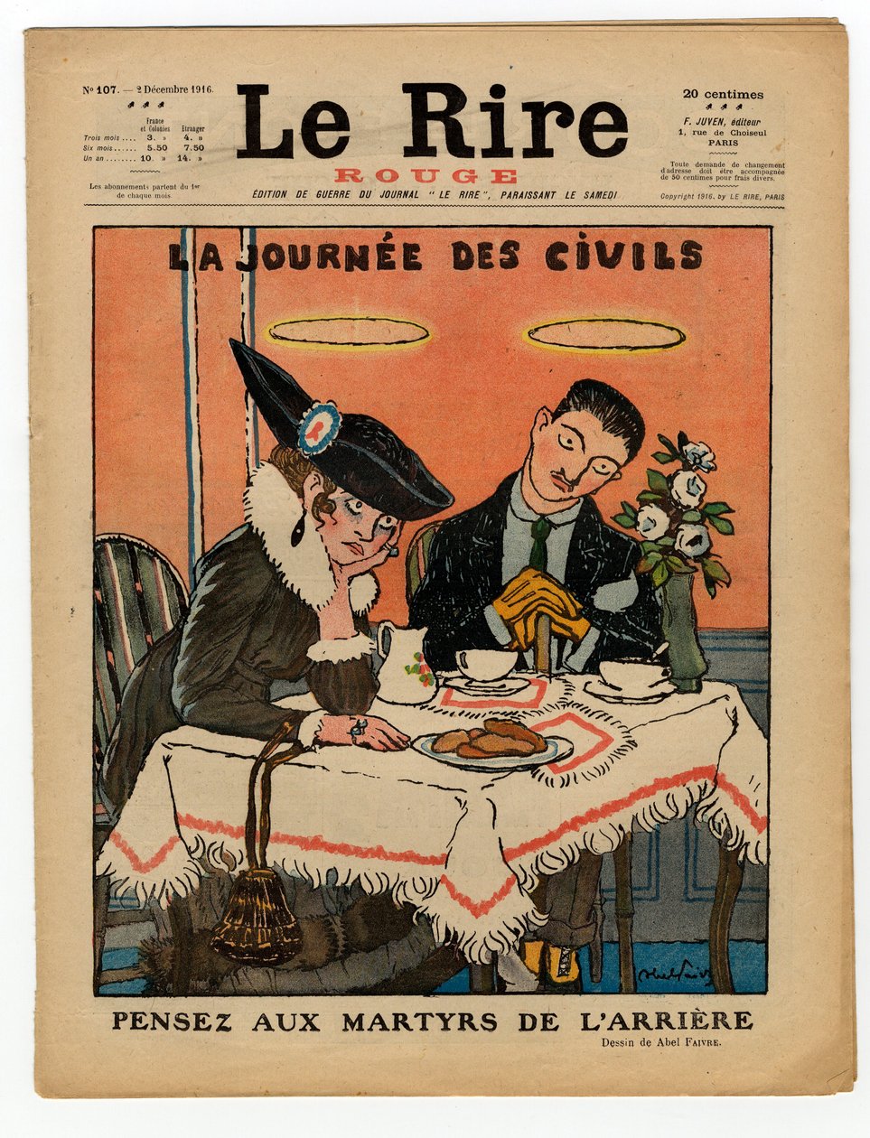 Omslag van The Red Laughter, Satirisch in kleuren door Jules Abel Faivre