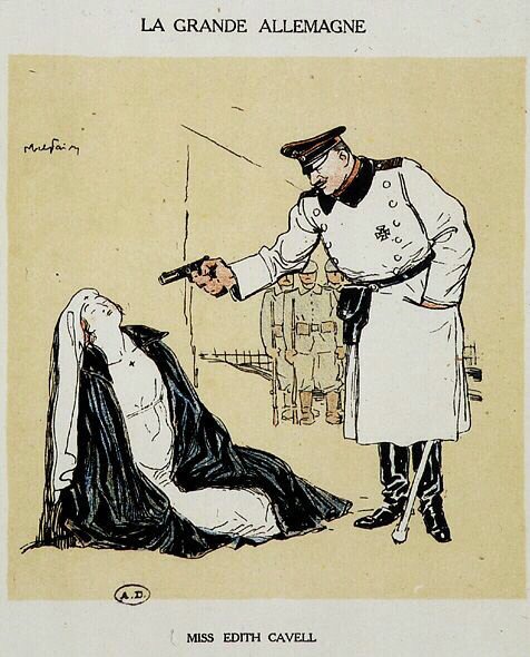 Miss Edith Cavell geëxecuteerd door de Duitsers, afbeelding door Abel Faivre door Jules Abel Faivre
