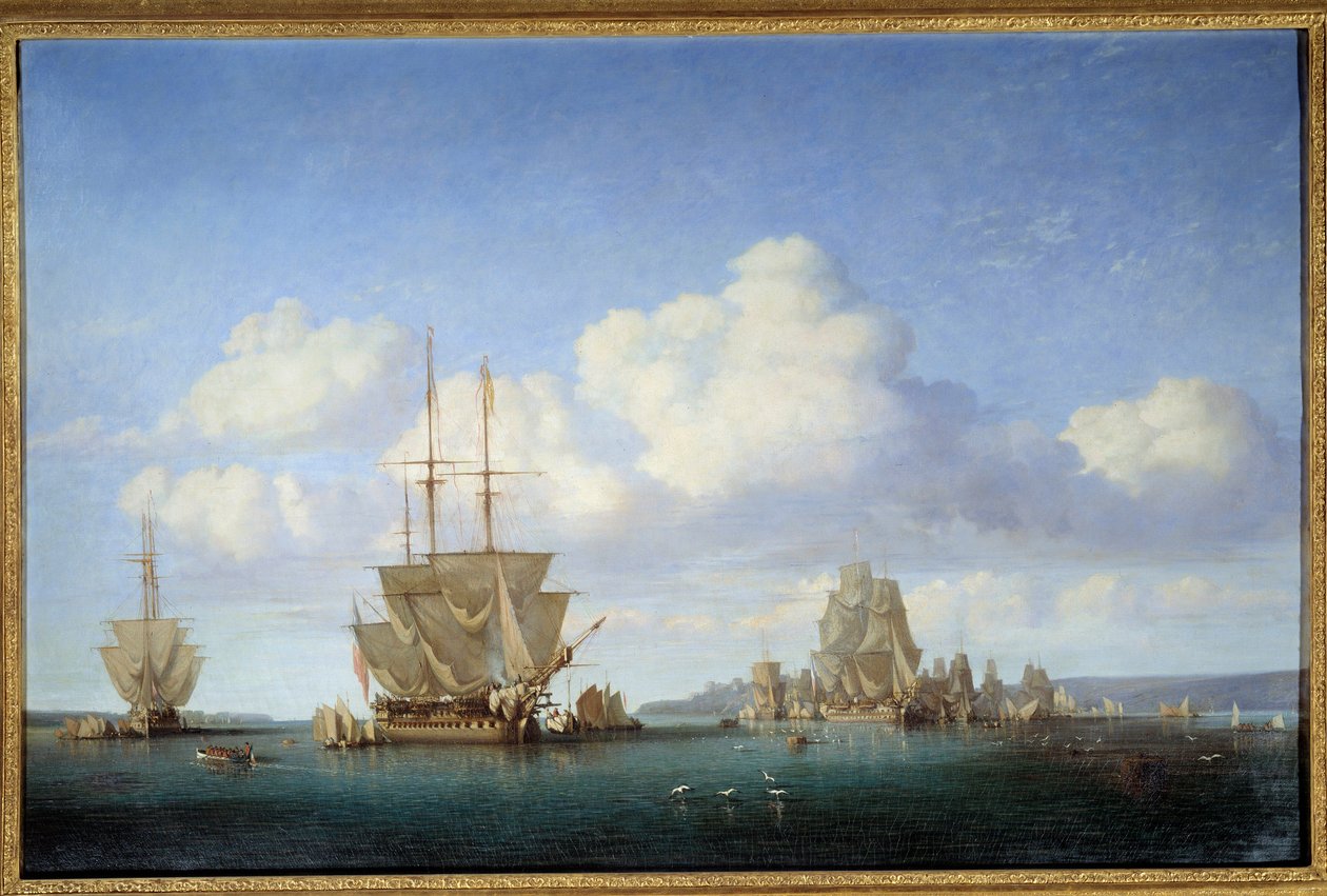 De haven van Brest in 1844 door Jules Achille Noel