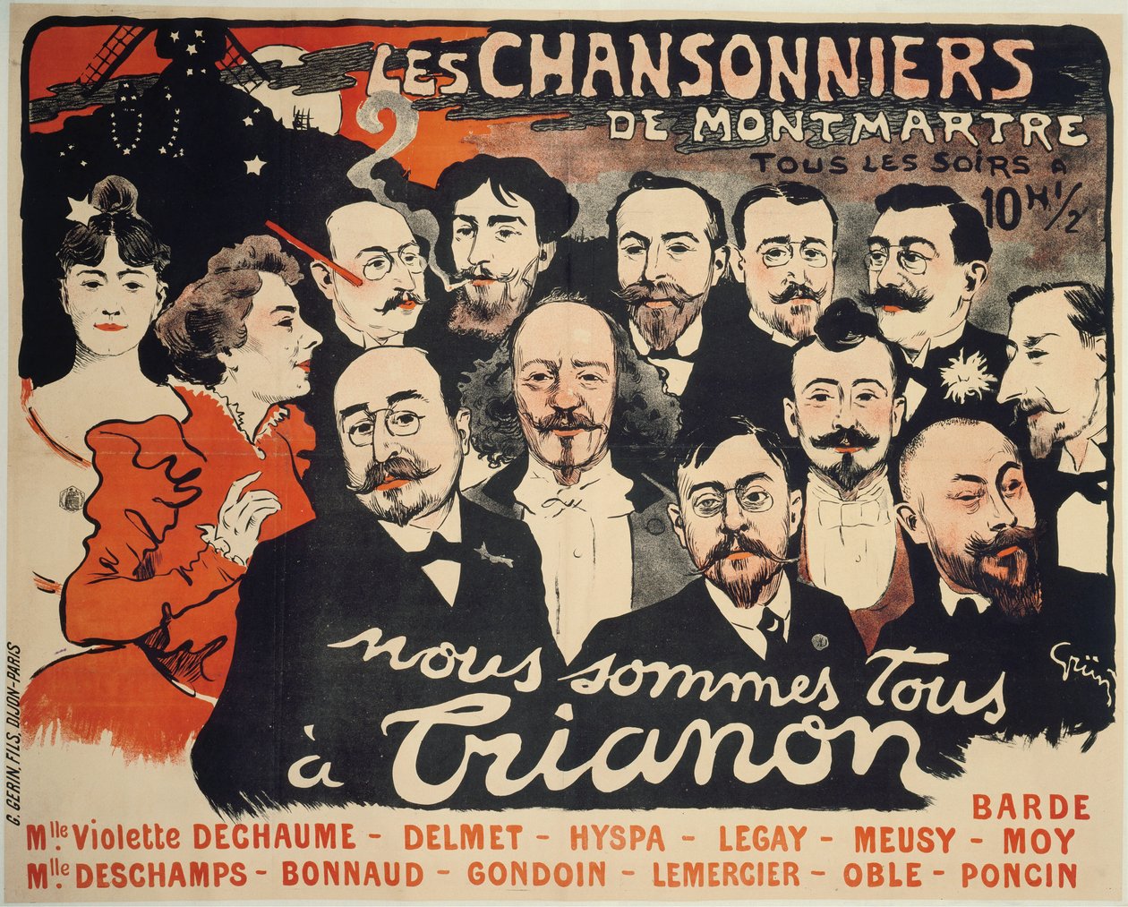 Les Chansonniers de Montmartre, ca. 1890 door Jules Alexandre Grün