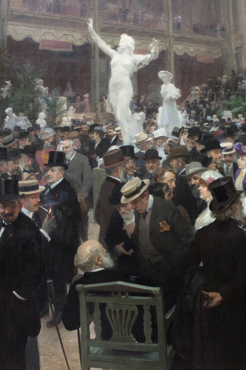 Een vrijdag in de salon des artistes français. Schilderij door Jules Alexandre Grun (1868-1939) door Jules Alexandre Gruen or Grun
