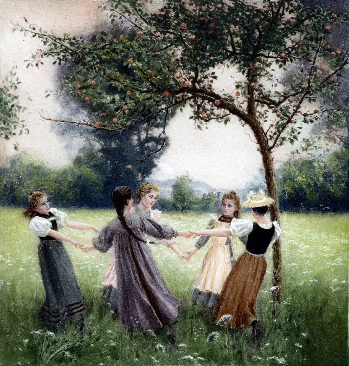 Girotondo (de ronde). Schilderij door J.-A. Meunier door Jules Alexis (after) Meunier