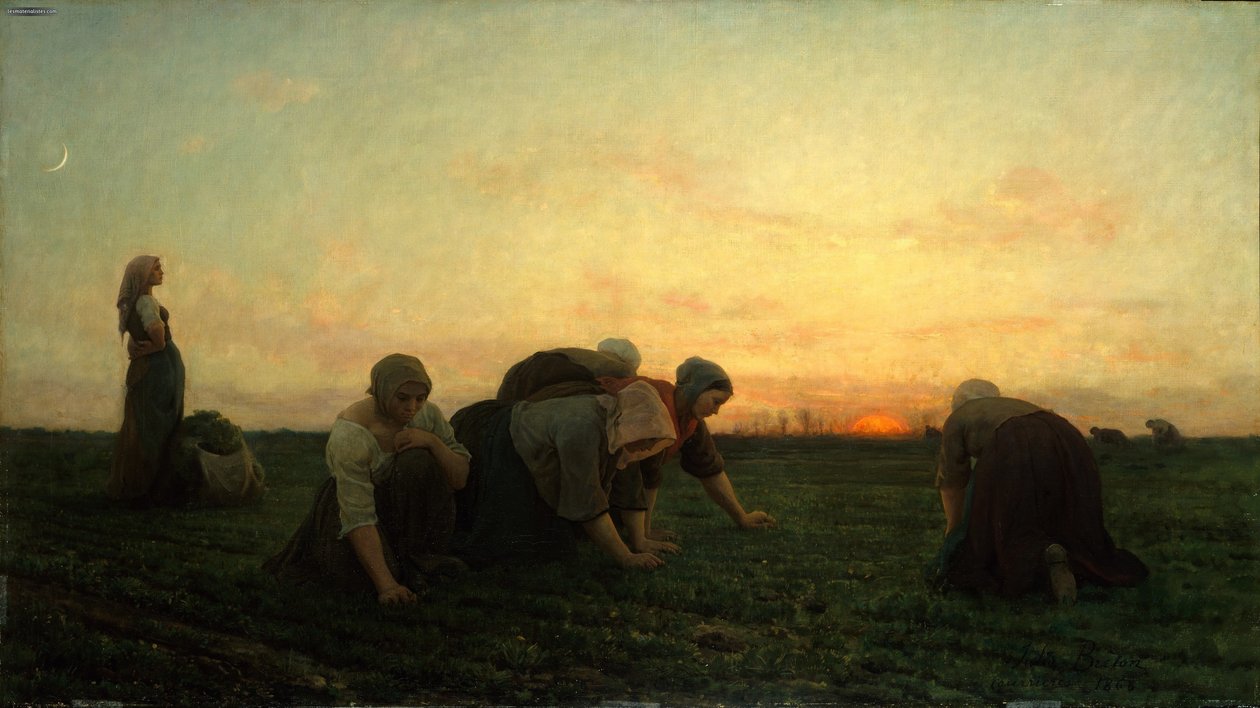 Frans: Les Bineuses / Les Sarcleuses De wietblazers door Jules Breton