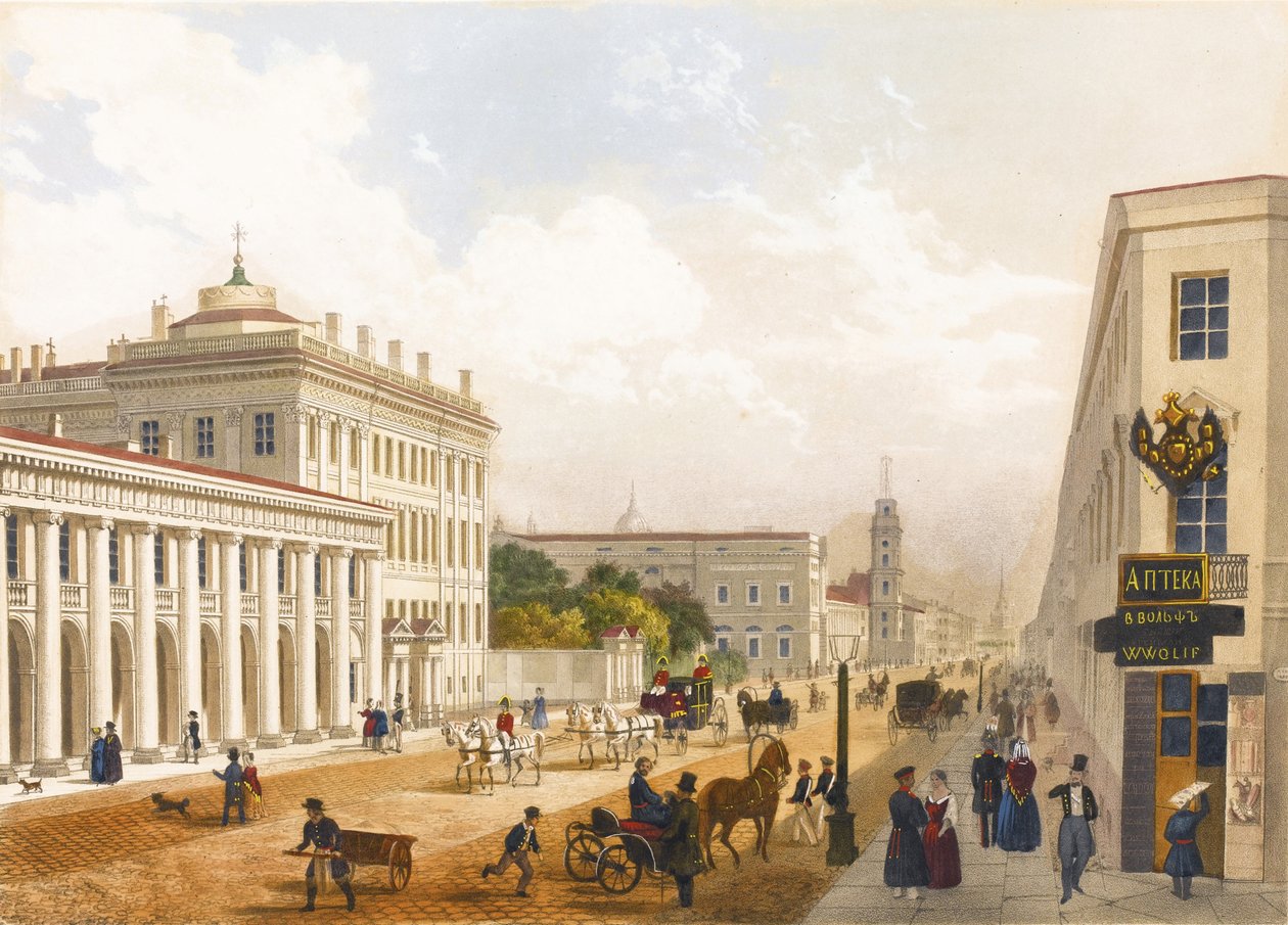 Zicht op de Nevsky Prospekt in Sint-Petersburg door Jules Charlemagne