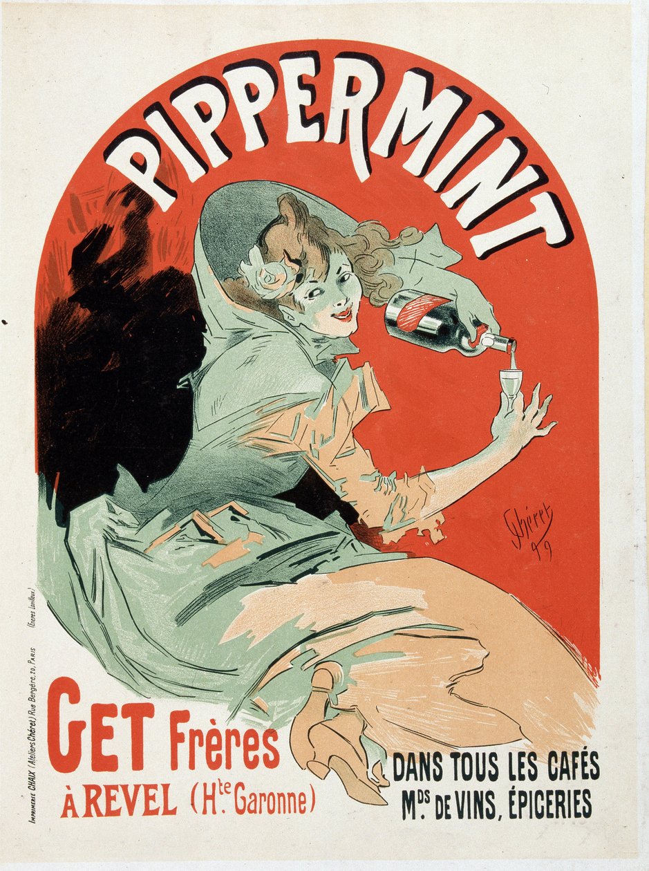 Reclameposter voor de Pippermint Get Freres door Jules Cheret