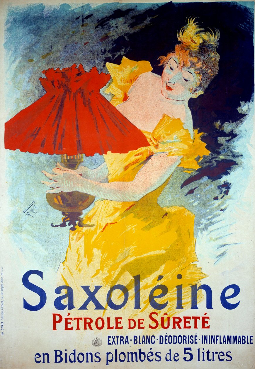 Reclameposter voor Saxoleine Petrole de surete door Jules Cheret