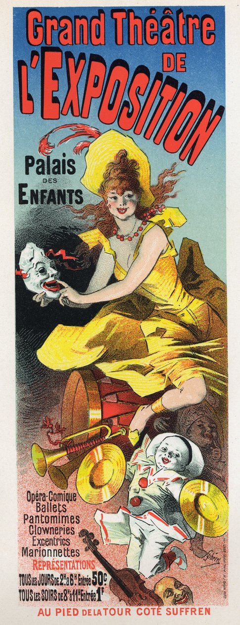 Kunst. Vermaak. Groot theater van de expositie (Universele Expositie van Parijs) door Jules Cheret
