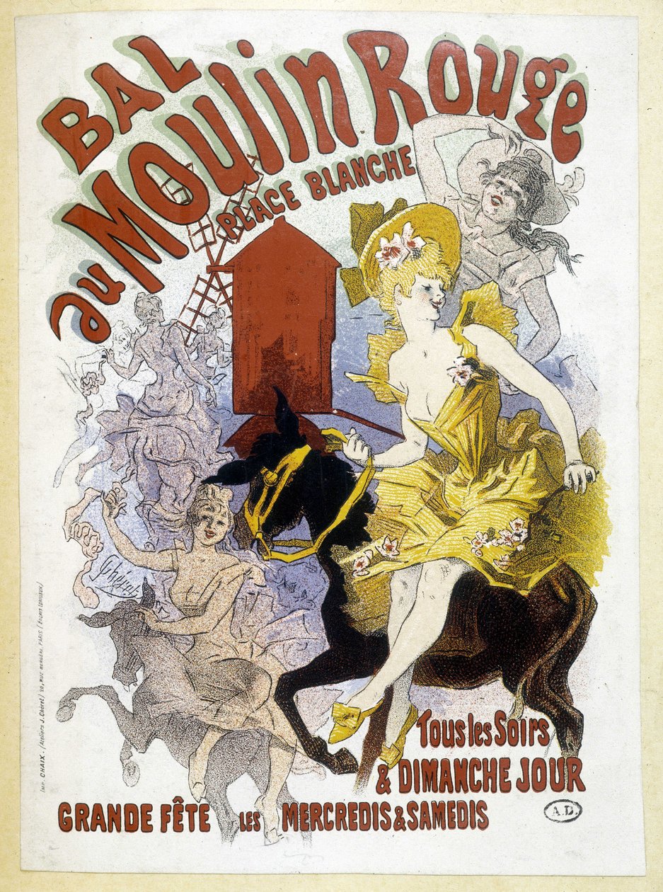 Poster voor het Moulin Rouge bal, door Jules Chéret, eind 19e eeuw door Jules Cheret