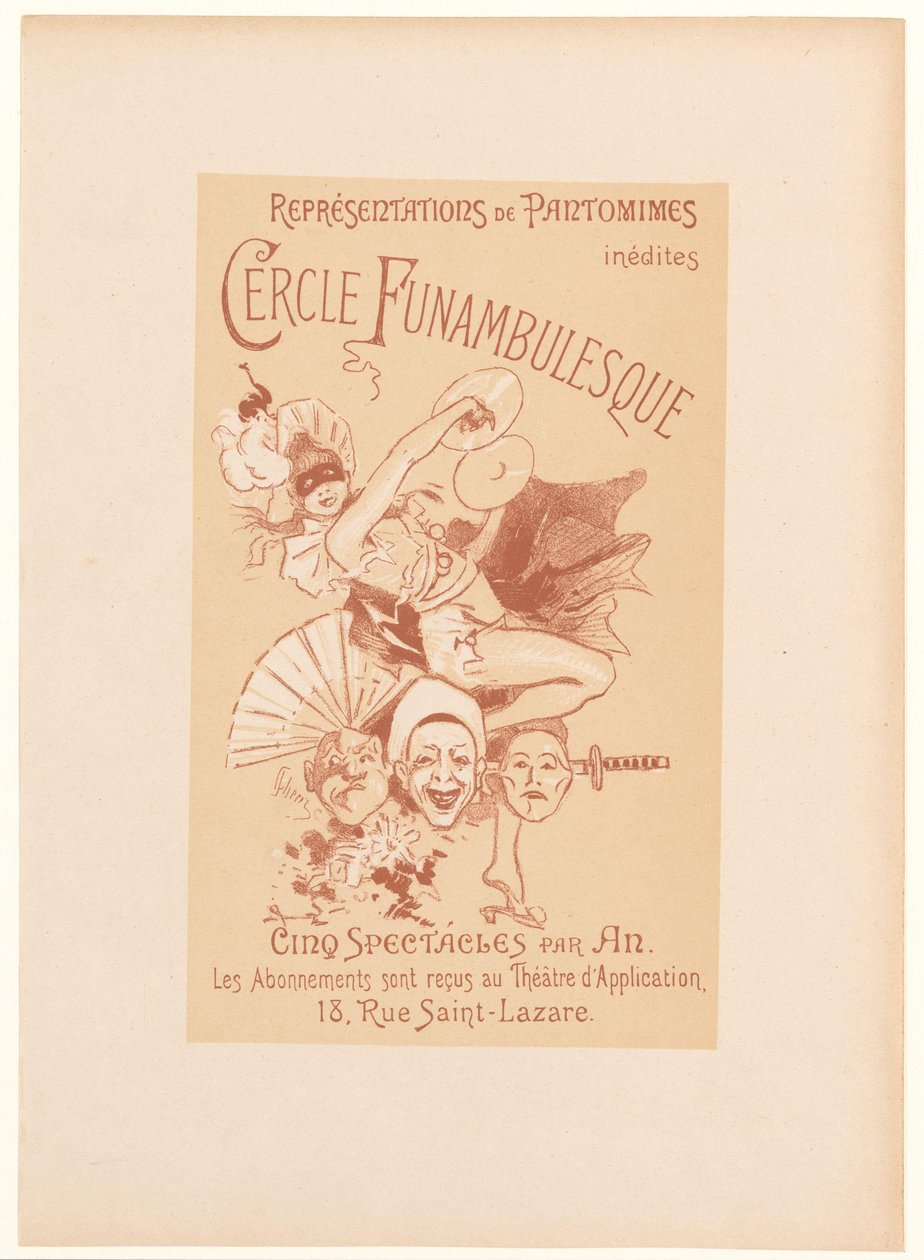 Reclamekaart voor het Cercle Funambulesque door Jules Cheret