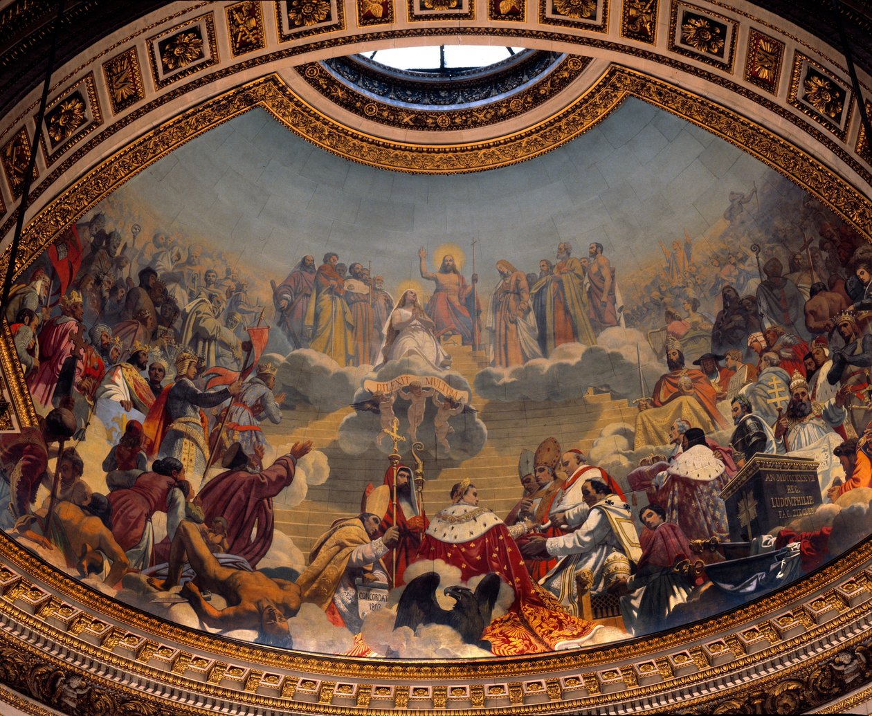 Geschiedenis en verheerlijking van het christendom, schildering van de koepel van de kerk van de Madeleine door Jules Claude Ziegler