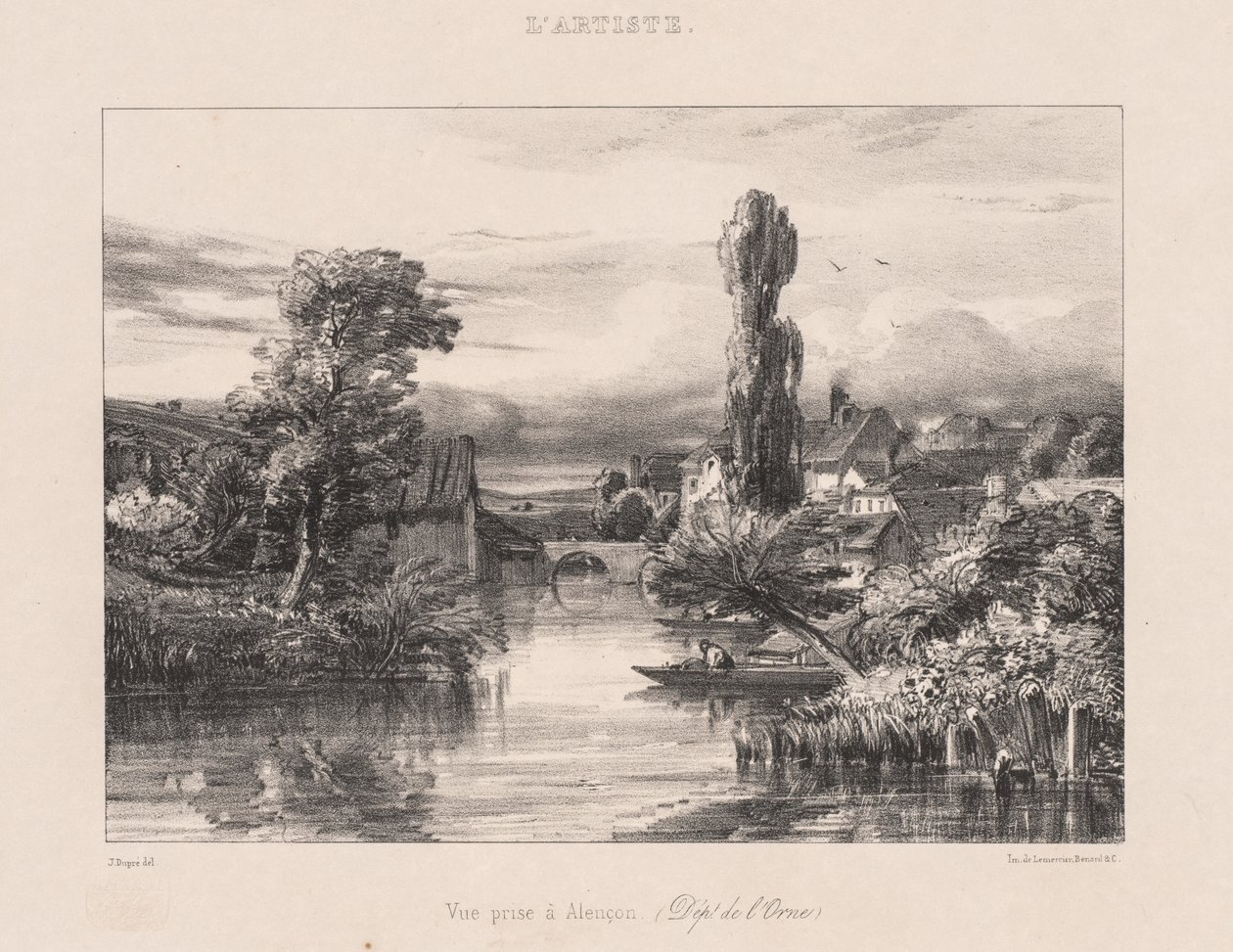 Gezicht genomen in Alençon, 1839 door Jules Dupré