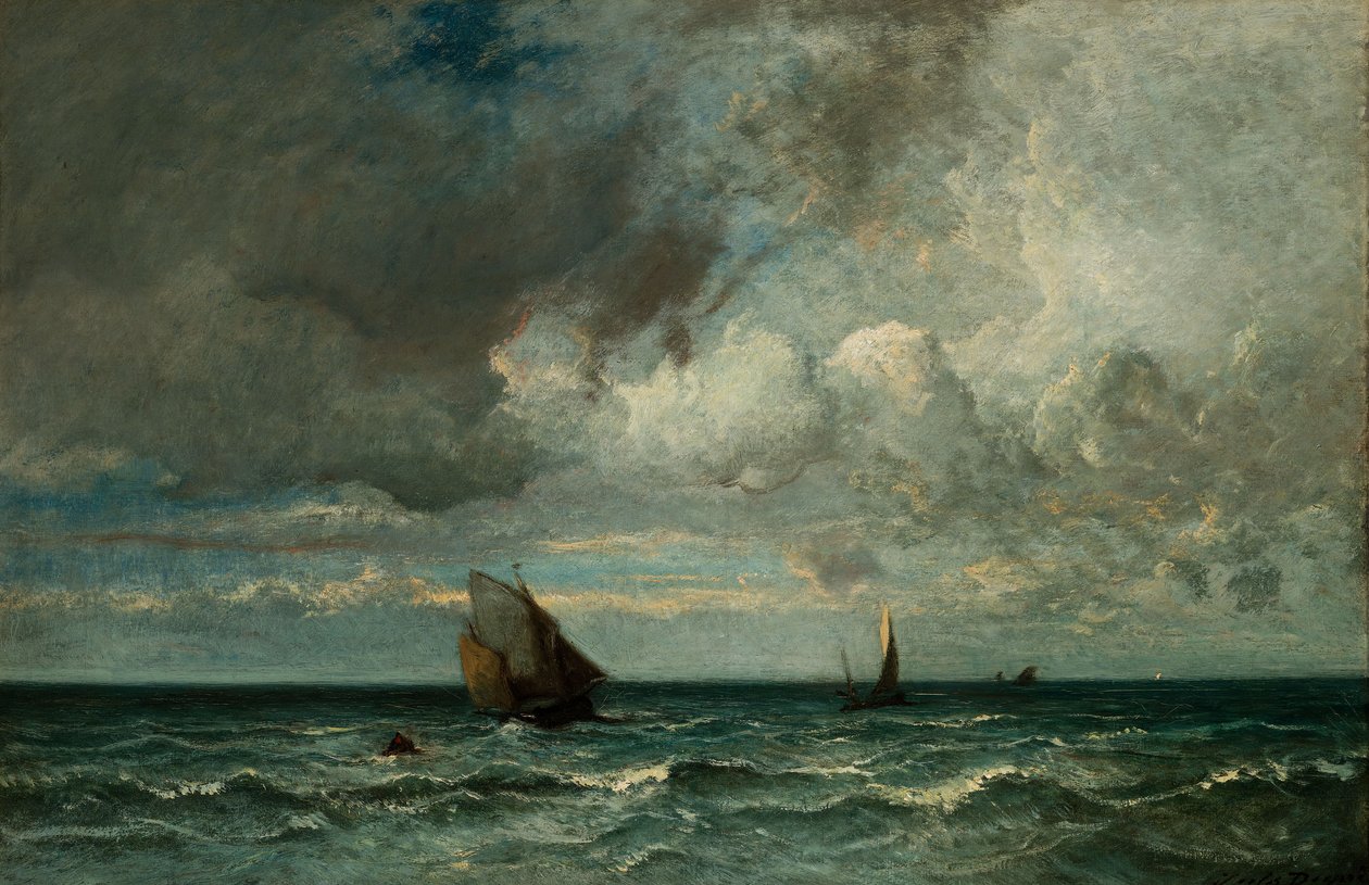 Barken Vluchten voor de Storm door Jules Dupré