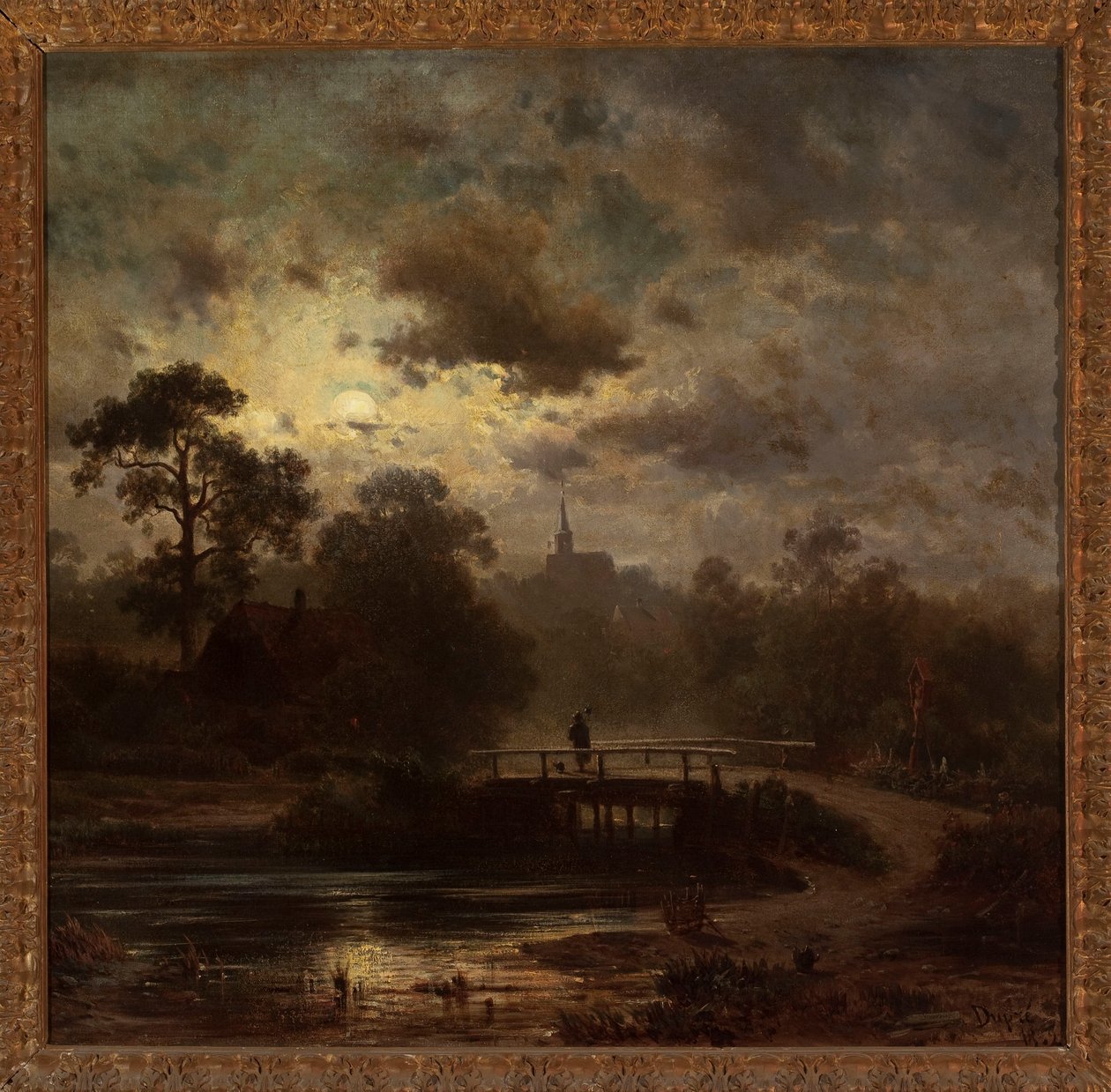 Landschap bij maanlicht door Jules Dupré