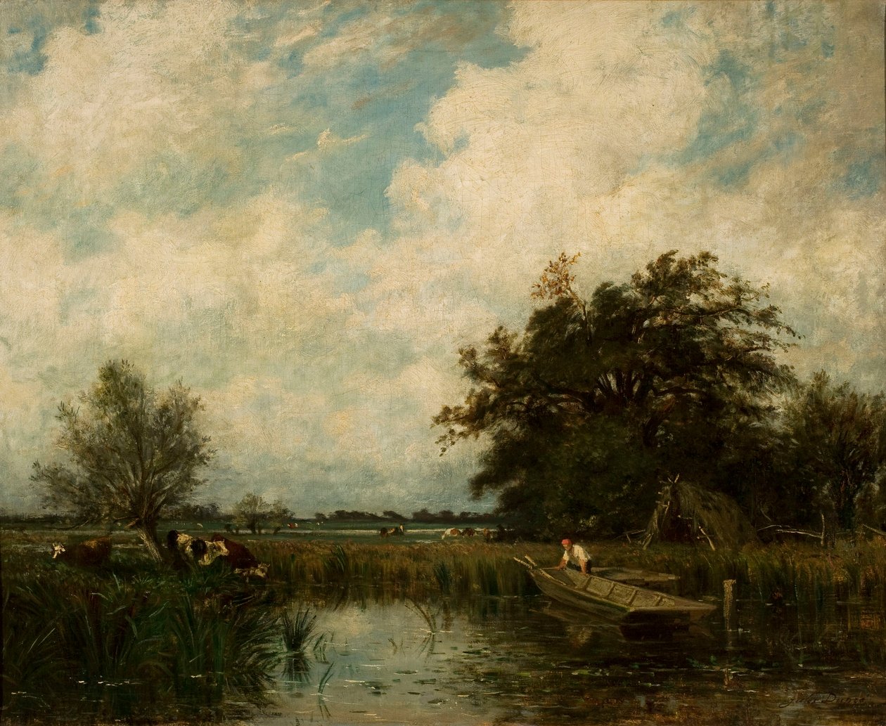 Landschap met vijver door Jules Dupré