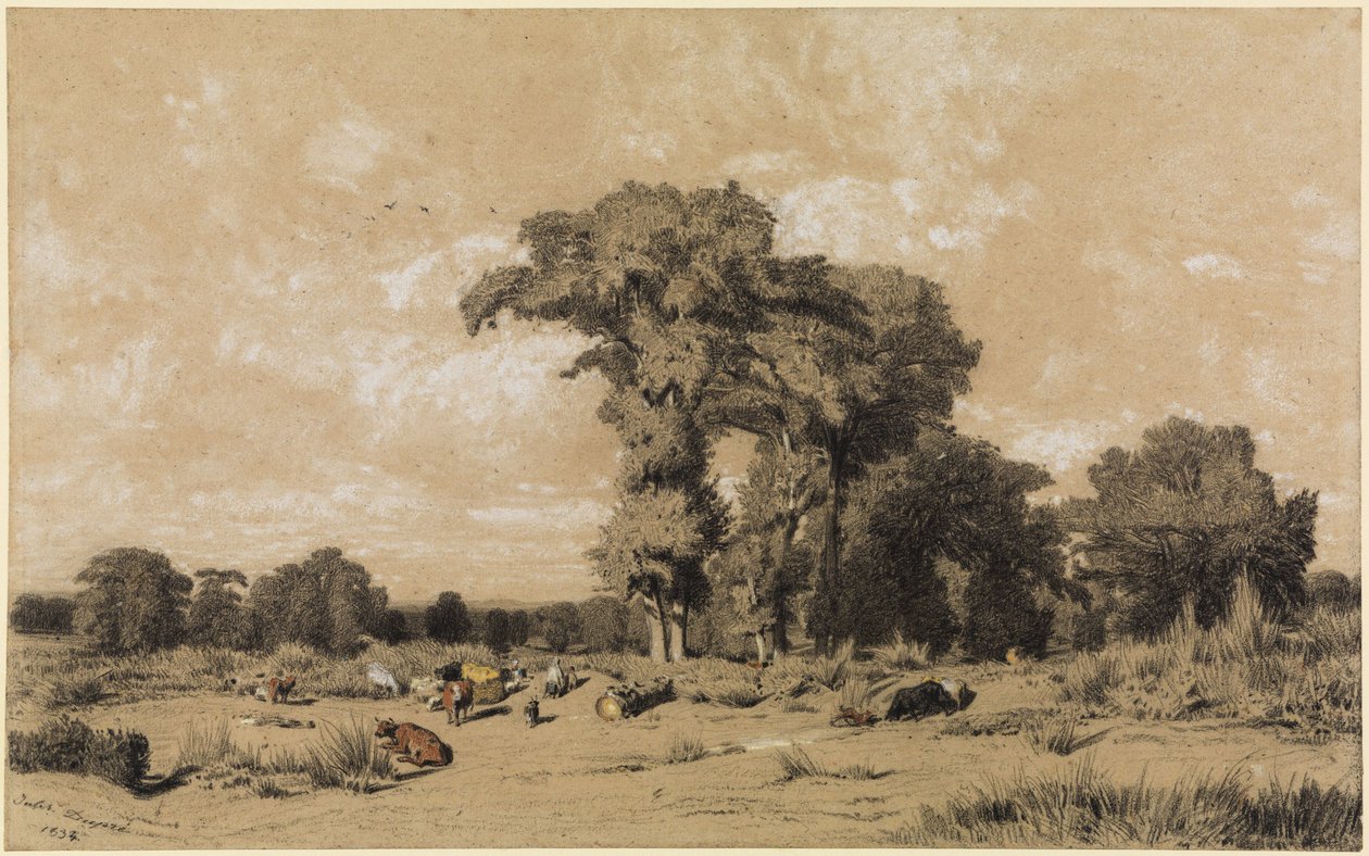 Weidelandschap in de Limousin door Jules Dupré