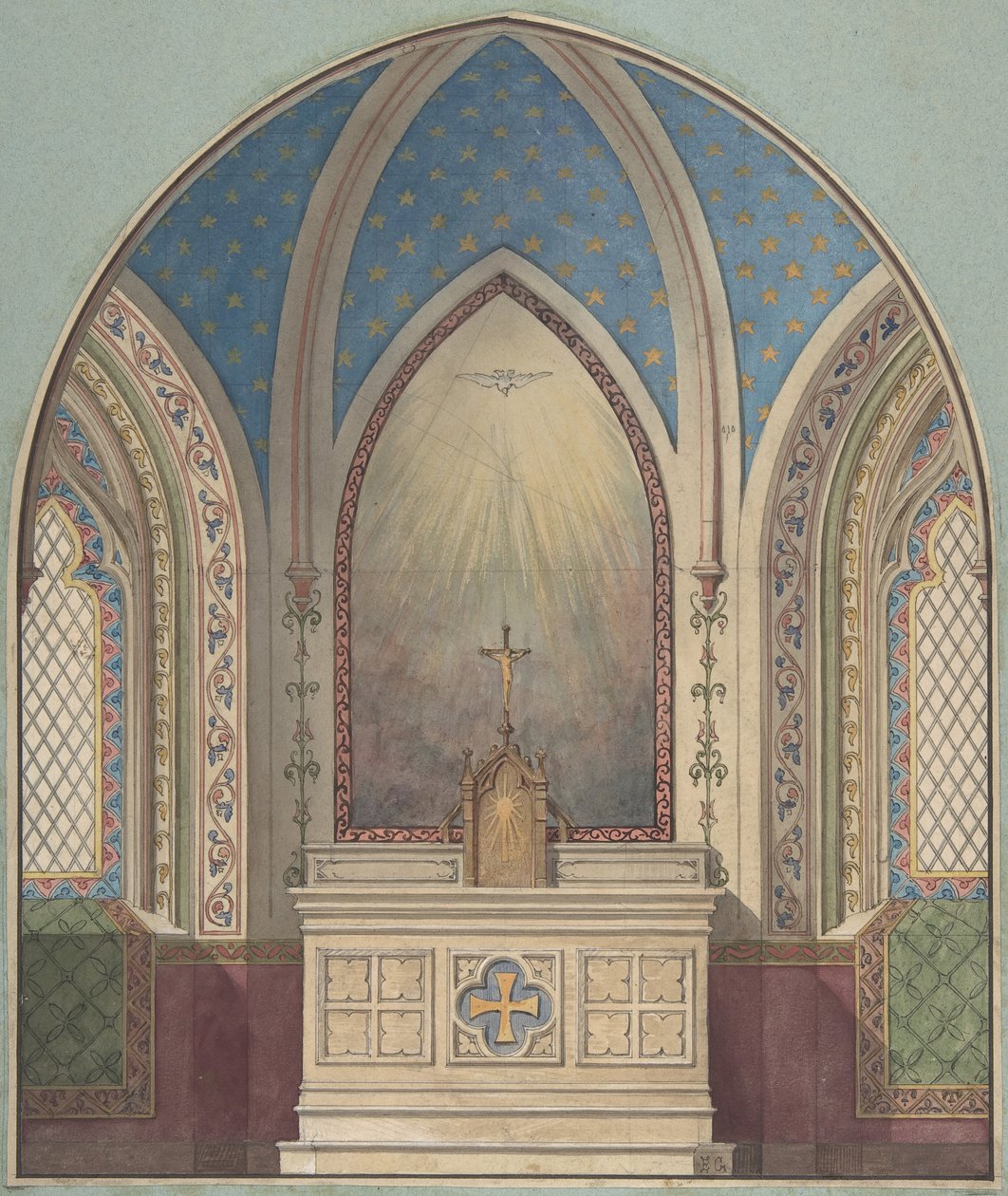 Ontwerp voor altaar, Saint Clotilde, tweede helft 19e eeuw door Jules Edmond Charles Lachaise and Eugène Pierre Gourdet