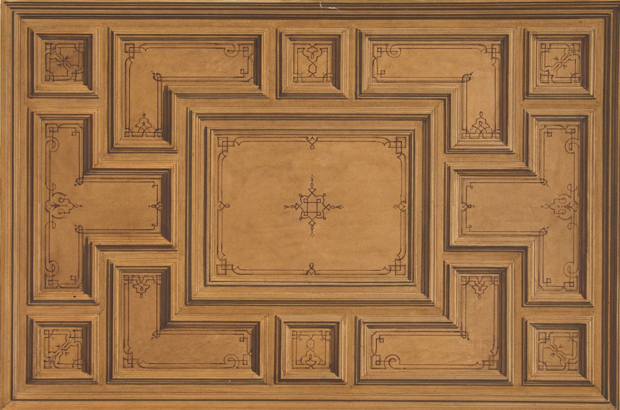 Ontwerp voor een Gedecoreerd Plafond, 1840-97. Makers: Jules-Edmond-Charles Lachaise, Eugène-Pierre Gourdet door Jules Edmond Charles Lachaise and Eugène Pierre Gourdet