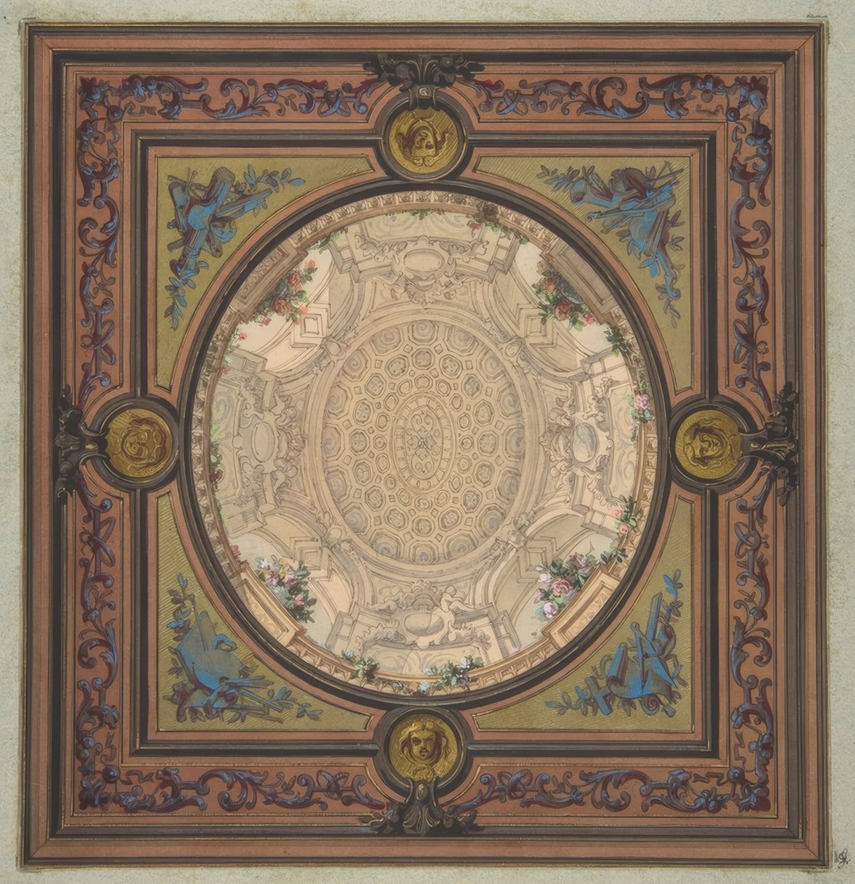 Ontwerp voor de decoratie van een plafond met een trompe l