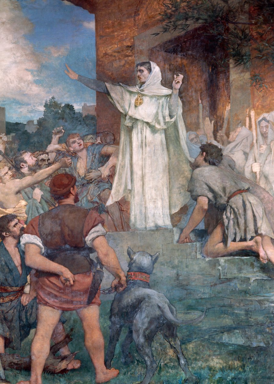 Ste Genevieve kalmeert Parijzenaars door Jules Elie Delaunay