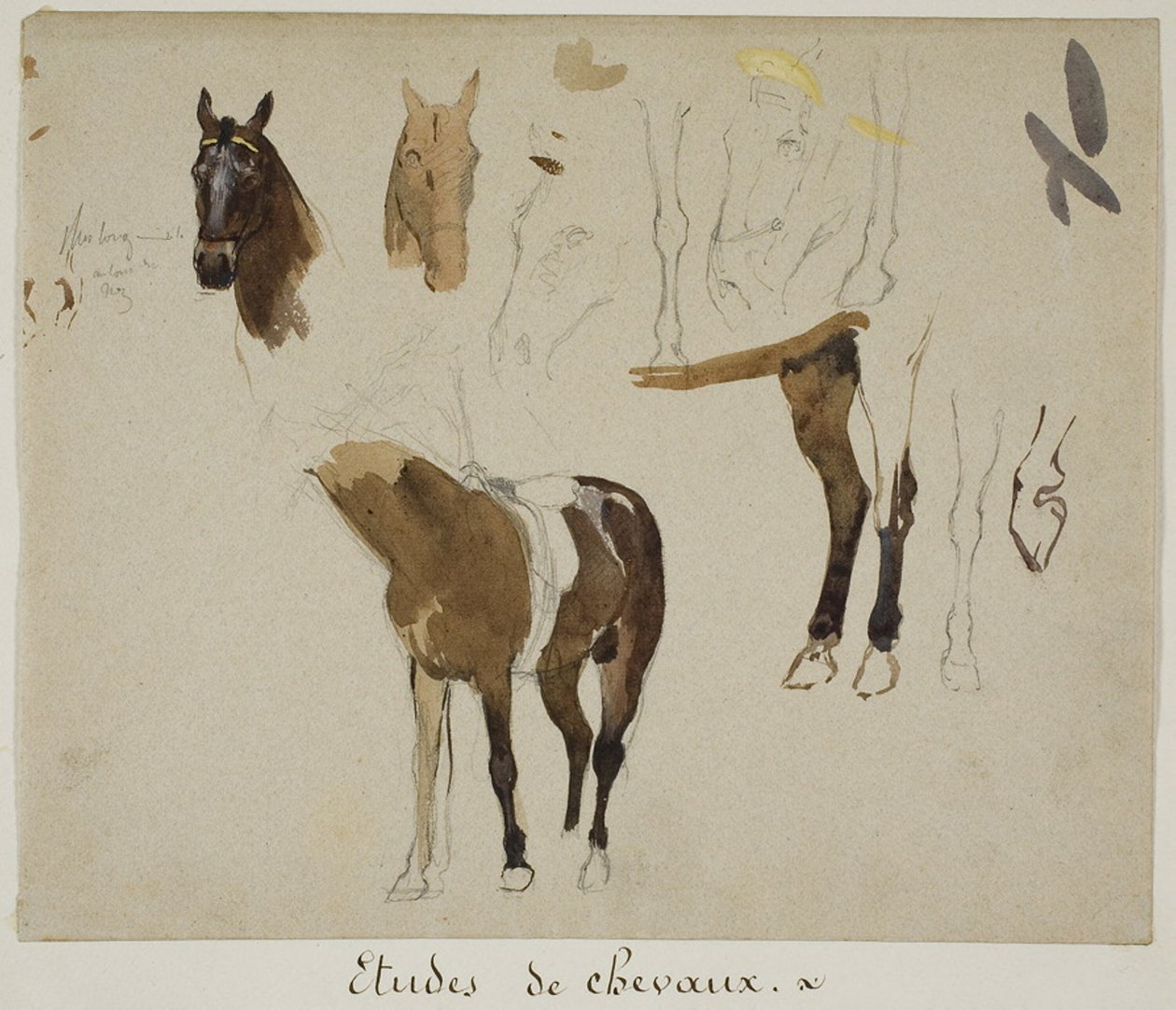 Studies van paarden door Jules Elie Delaunay