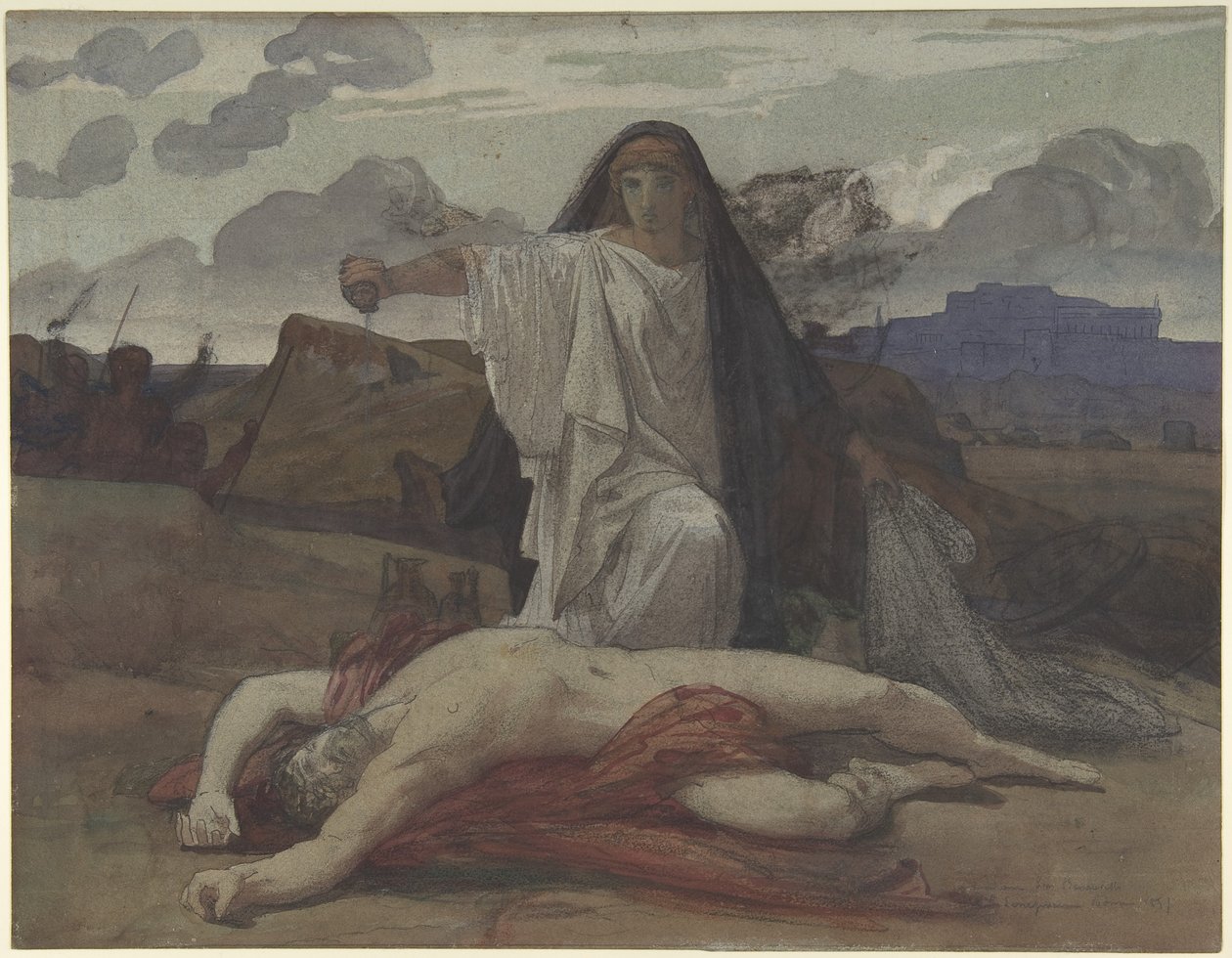 Antigone Geeft Symbolische Begrafenis aan het Lichaam van Haar Broer Polynices door Jules Eugene Lenepveu