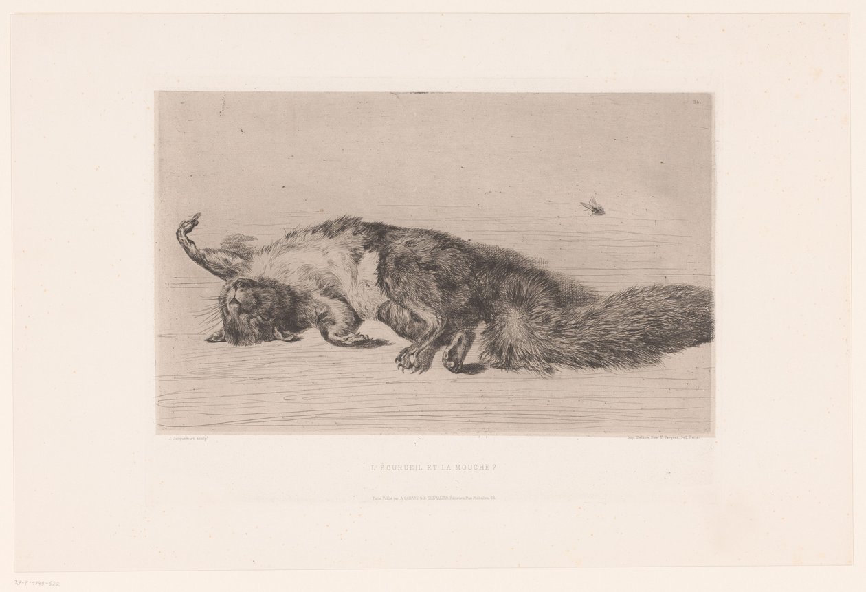 Dode eekhoorn en vlieg door Jules Ferdinand Jacquemart