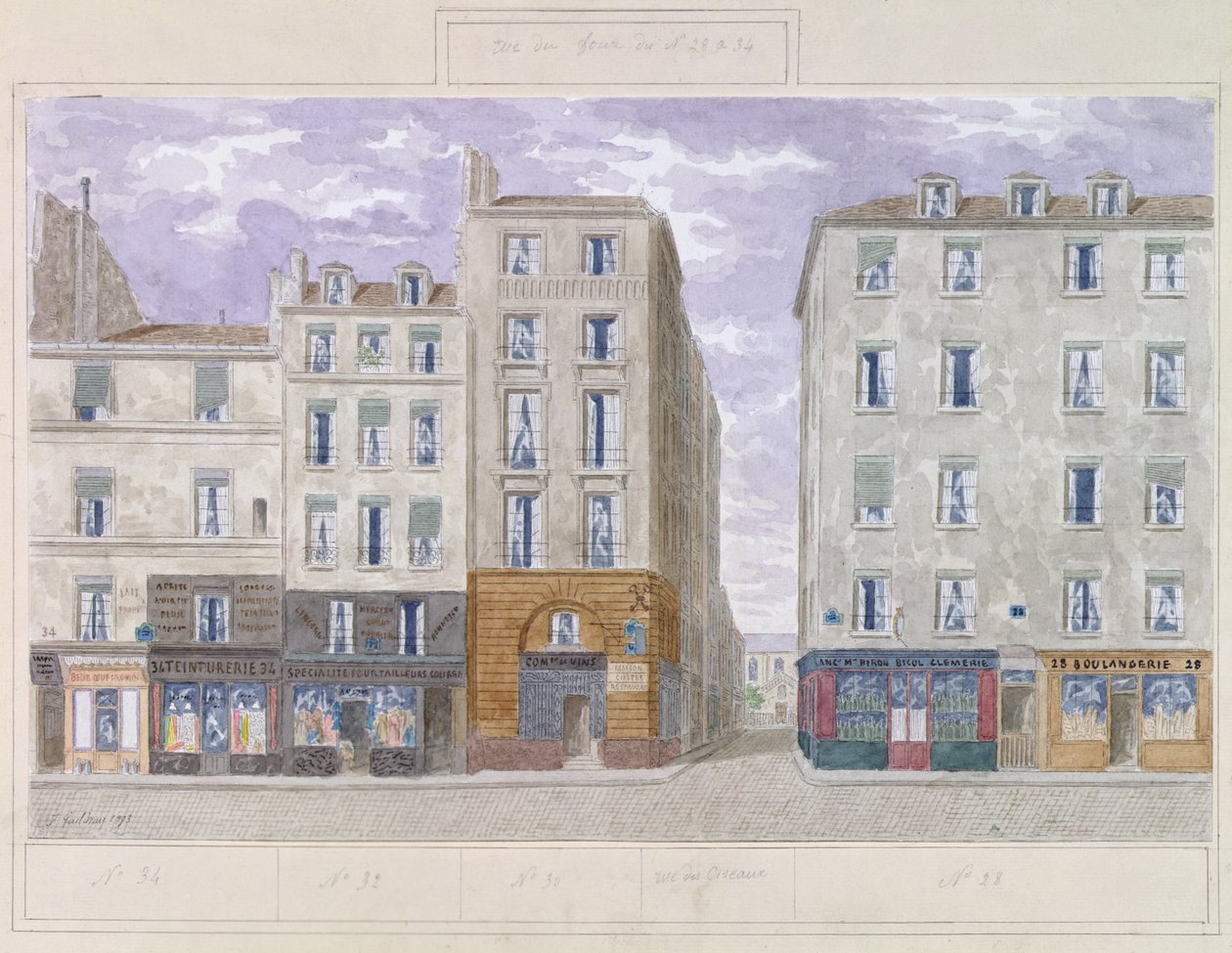 No.28 tot No.34 Rue du Four, Parijs, Frankrijk, 1893 door Jules Gaildrau