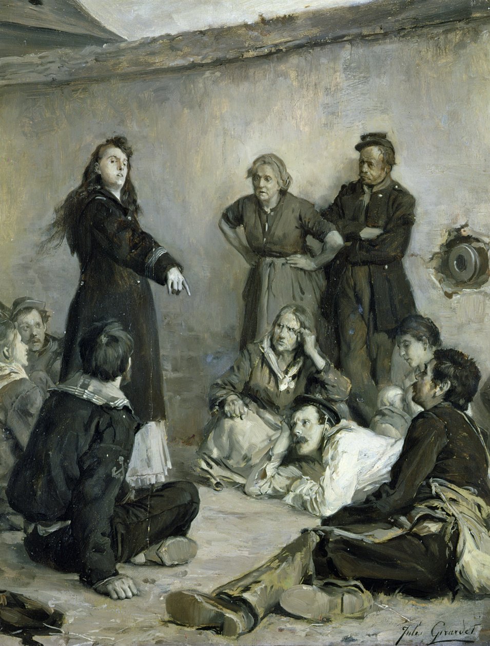 Louise Michel (1830-1905) Spreekt tot de Communards door Jules Girardet