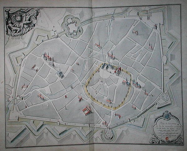 Plan van de oude en nieuwe stadsmuren van Dijon door Jules Hardouin Mansart