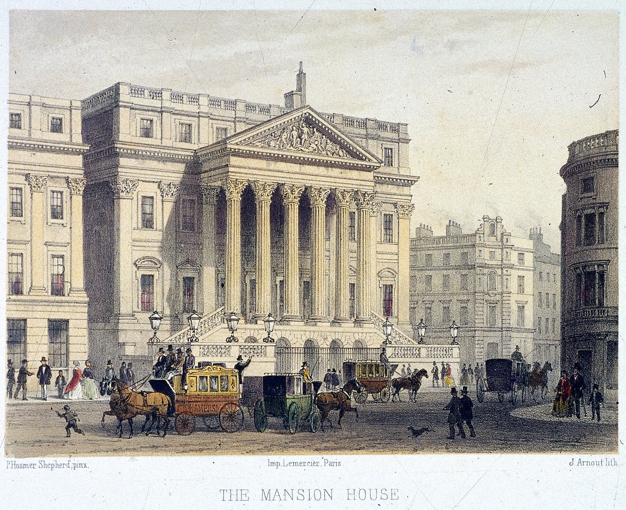 Mansion House exterieur, Londen door Jules Louis Arnout