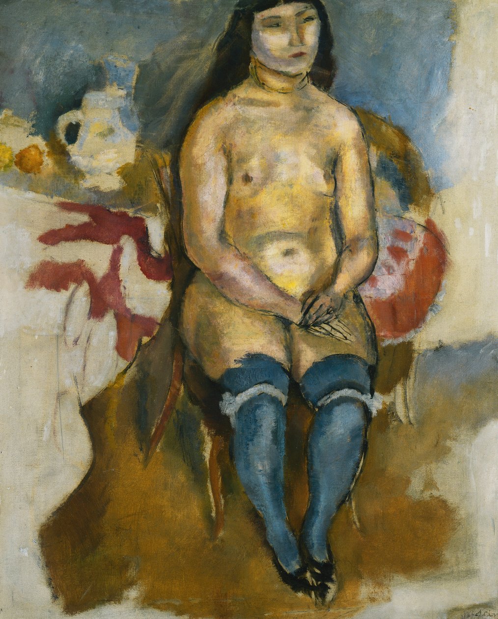 Aziaat in Blauwe Kousen; Asiatique aux Bas Bleus, 1922 door Jules Pascin
