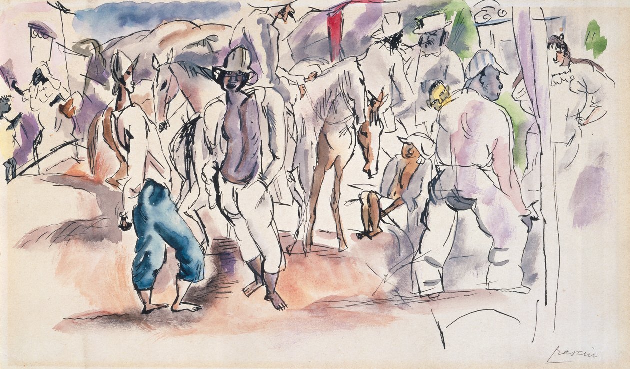 Figuren en paarden door Jules Pascin