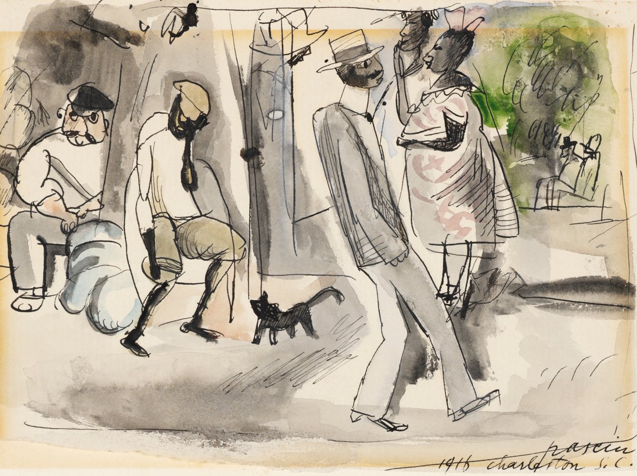 Figuren in een Park, Charleston, South Carolina, 1916 door Jules Pascin