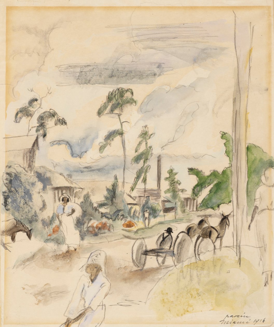 Landschap met figuren, Miami door Jules Pascin
