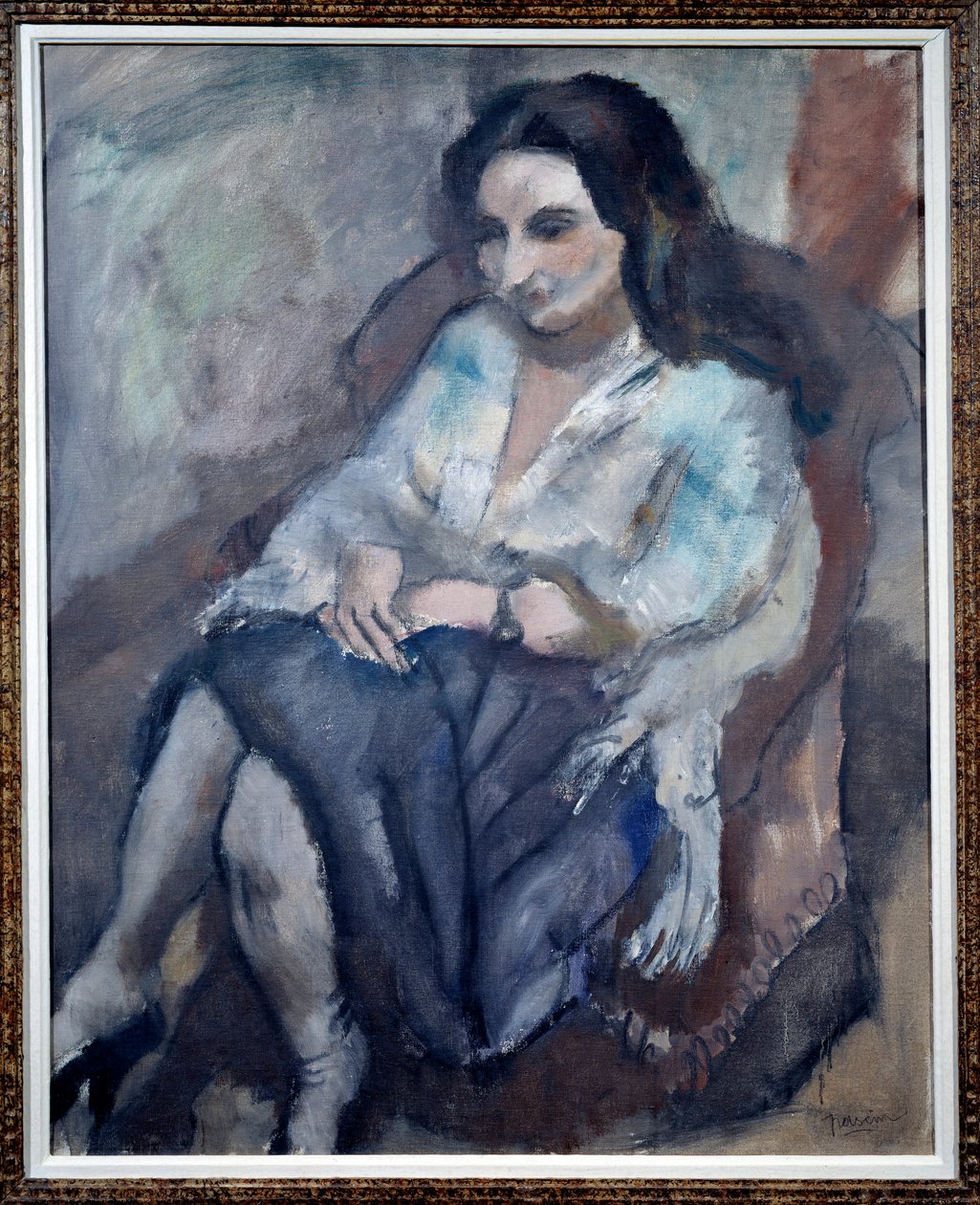Portret van Andree. Portret van een zittende vrouw door Jules Pascin