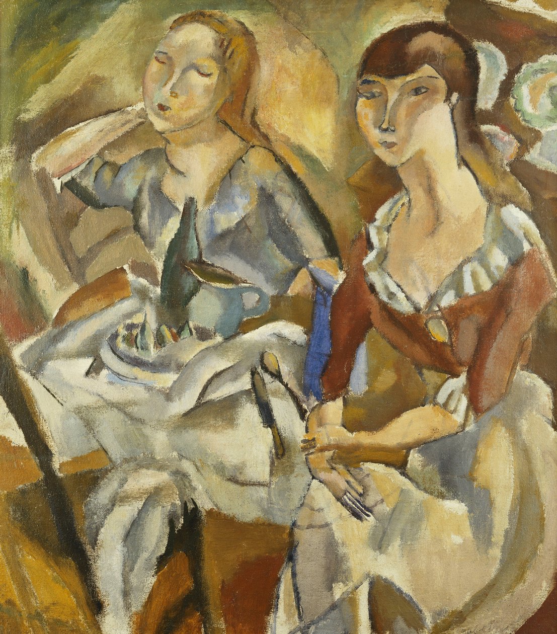 Jonge vrouwen aan een tafel; Jeunes Filles Attablees (Recto), c.1915-1919 door Jules Pascin