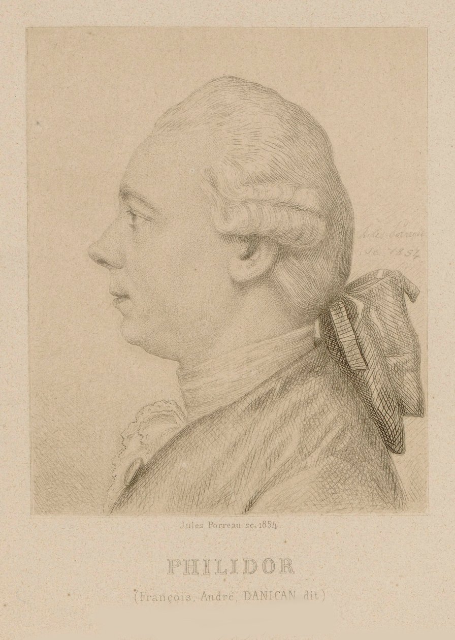 Portret van François-André Danican Philidor 1726-1795 door Jules Porreau